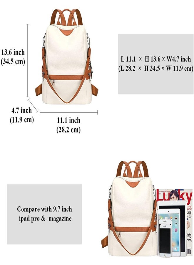 MUCHOVA Classic Look Backpack For College Women School Bag For Teen Girls Solid Pattern Current Design Bag For Ladies (White) - Image 4