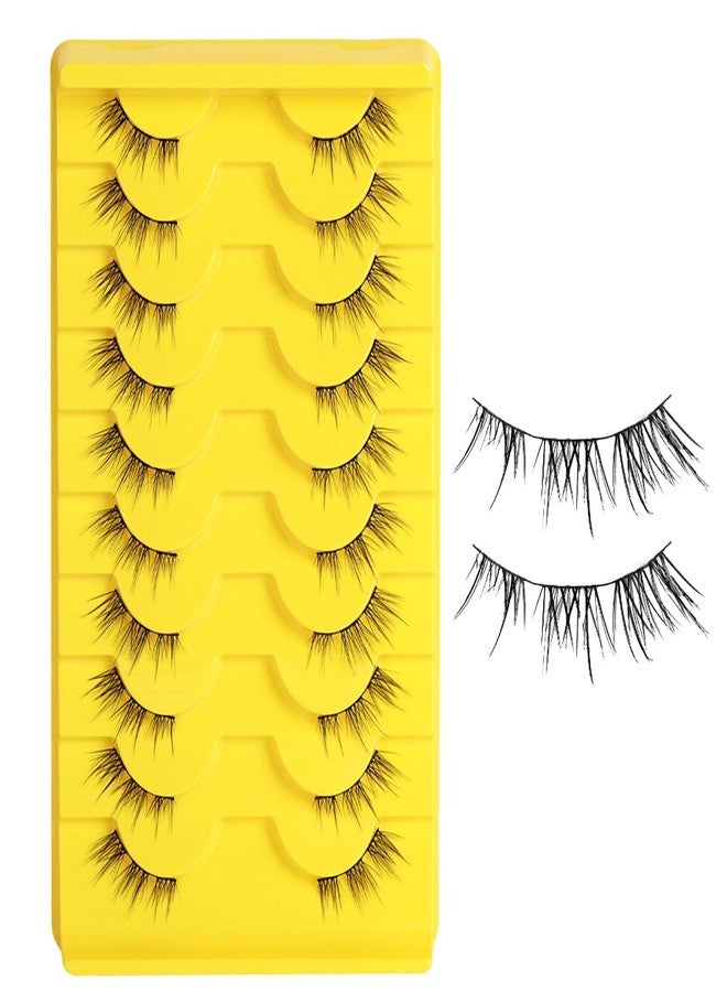 CoolShef مجموعة CoolShef المكونة من 10 أزواج من الرموش النصفية للنساء، رموش صناعية طبيعية بطول 11 مم مع شريط رفيع، رموش صناعية كثيفة وناعمة، خفيفة الوزن وقابلة لإعادة الاستخدام. - Image 1