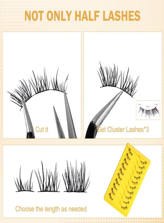 CoolShef مجموعة CoolShef المكونة من 10 أزواج من الرموش النصفية للنساء، رموش صناعية طبيعية بطول 11 مم مع شريط رفيع، رموش صناعية كثيفة وناعمة، خفيفة الوزن وقابلة لإعادة الاستخدام. - Image 4