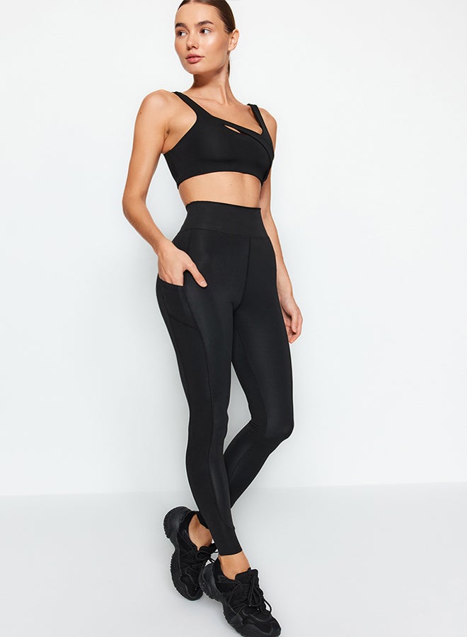 trendyol Black Matte Full Length Knitted Sports Leggings with Extra Absorption Layer THMAW24TY00026 - Image 1