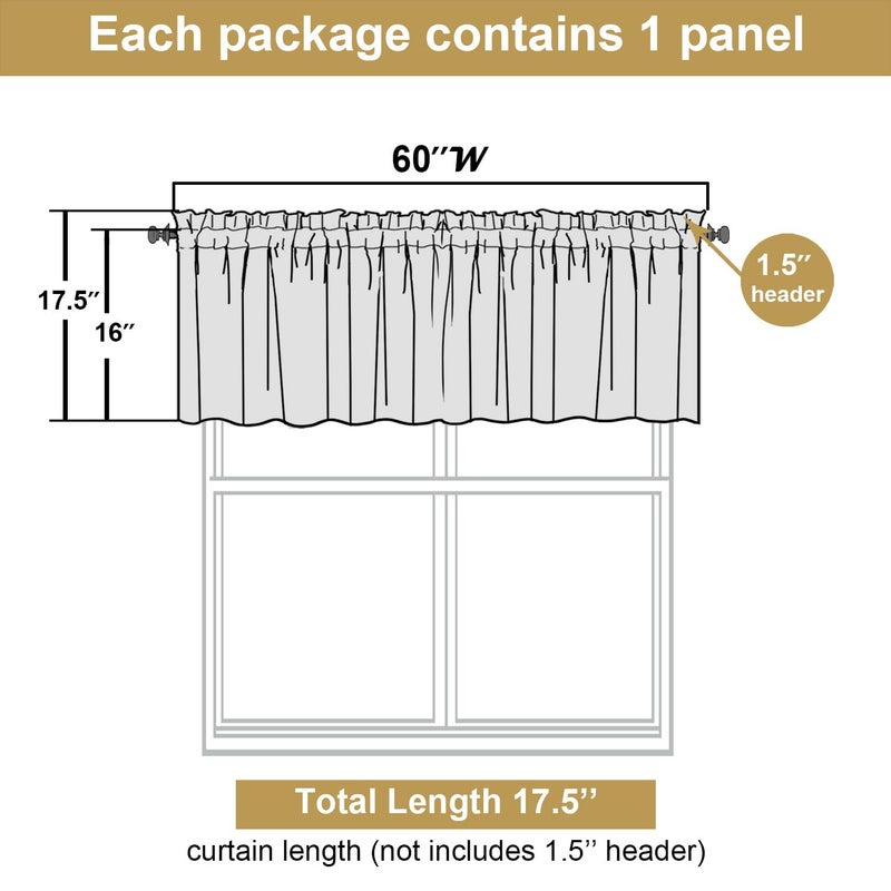 Lecloud White Valance for Window Curtains 16 Inch Length, Light Filtering Privacy Farmhouse Rustic Kitchen Curtain, Short Home Decor Drapes with Rods Pocket for Bedroom Dining Room, 60" W x 16" L - Image 3