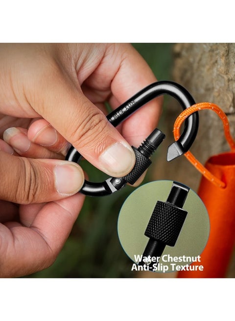 10Pcs Aluminum Carabiner Clips D Ring Caribeaner Spring Snap Hook With Keychain For Camping Hiking Gym & Outdoor Gear Set Of 10 - 18