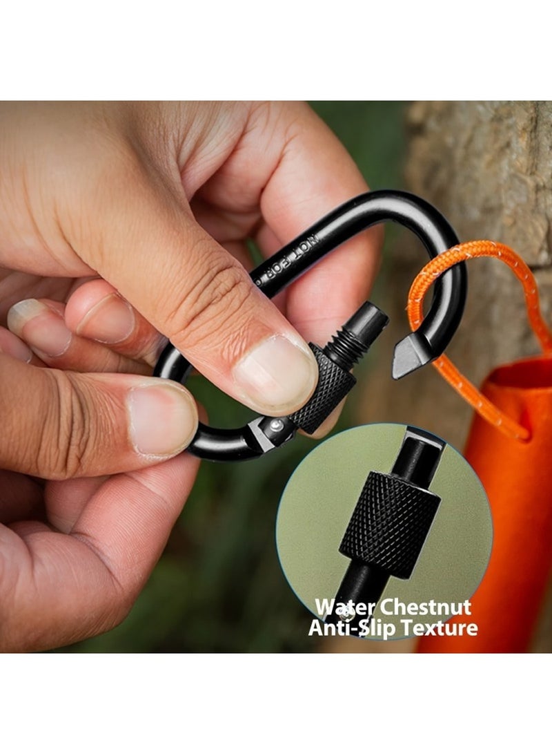 ممون 5 قطع مشبك حلقة على شكل حرف D، مشبك حلقة على شكل حرف D، مشبك زنبركي، سلسلة مفاتيح، خطاف، بوابة، حلقات من الألومنيوم للسفر والتخييم والصيد والمشي لمسافات طويلة وحقيبة الظهر - Image 2