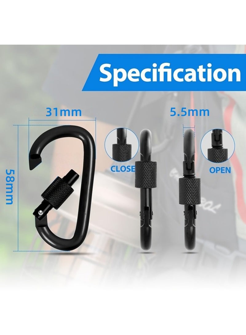 ممون 5 قطع مشبك حلقة على شكل حرف D، مشبك حلقة على شكل حرف D، مشبك زنبركي، سلسلة مفاتيح، خطاف، بوابة، حلقات من الألومنيوم للسفر والتخييم والصيد والمشي لمسافات طويلة وحقيبة الظهر - Image 4