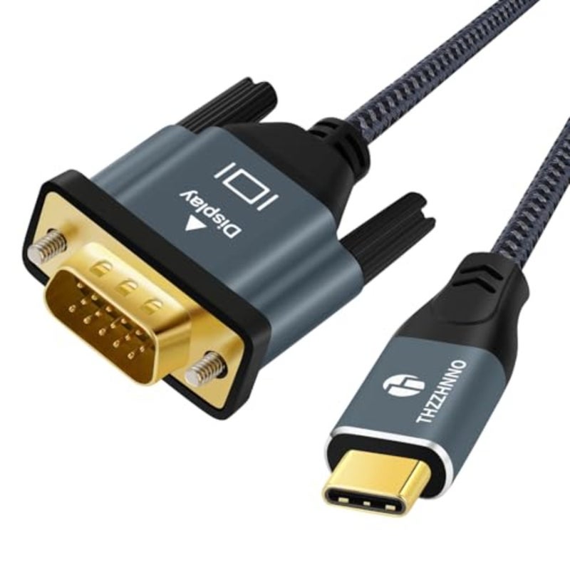 كابل USB C إلى VGA، تحويل USB من النوع C إلى VGA 1080P@60 هرتز لأجهزة الكمبيوتر المحمولة والهواتف المحمولة والأجهزة اللوحية وشاشات HDTV وأجهزة العرض - Image 1