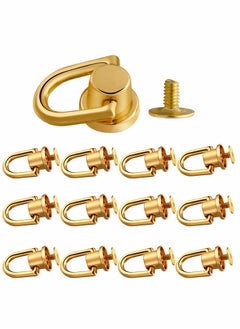 Generic 12 Pieces D Ring Stud Screw Ball Post Head Buttons with D Ring and Stud Screw, Metal Ring for Wallet Strap Shoes Decoration and DIY Leather Accessories Pets Crafts (Gold)  - Image 1