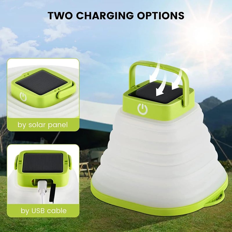Burmy Burmy LED Camping Lantern Collapsible Camping Lamp Rechargeable USB Solar Powered Outdoor Lights for Camping Hiking Backpacking Multicolor  - Image 3