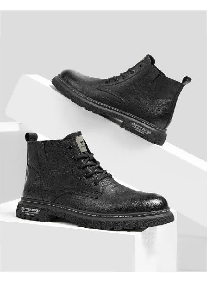 Septwolves Hot Selling】men's Martin Boots Workwear Black Riding Boots American Style Leather Boots For Men - Image 1
