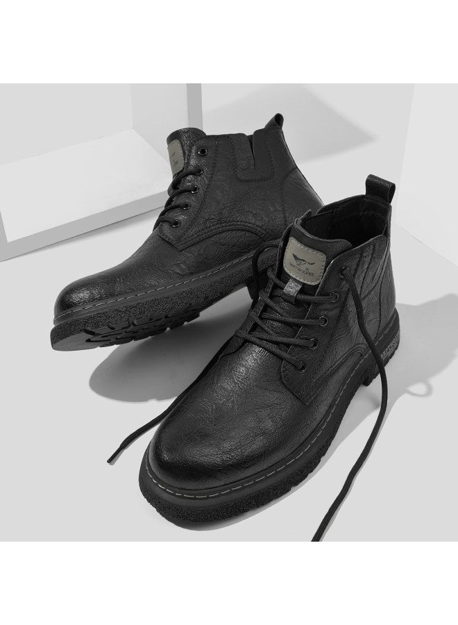 Septwolves Hot Selling】men's Martin Boots Workwear Black Riding Boots American Style Leather Boots For Men - Image 3