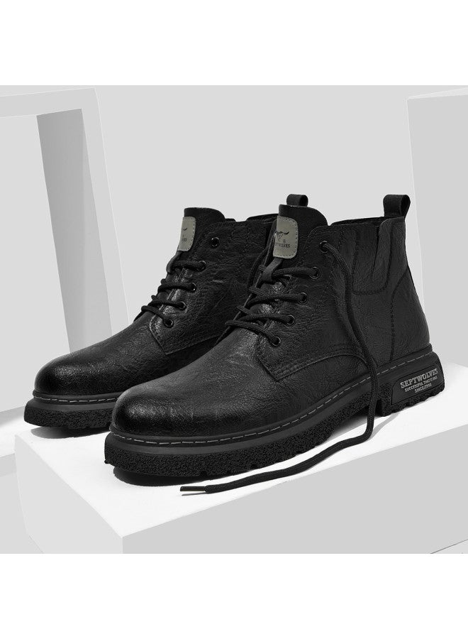 Septwolves Hot Selling】men's Martin Boots Workwear Black Riding Boots American Style Leather Boots For Men - Image 4