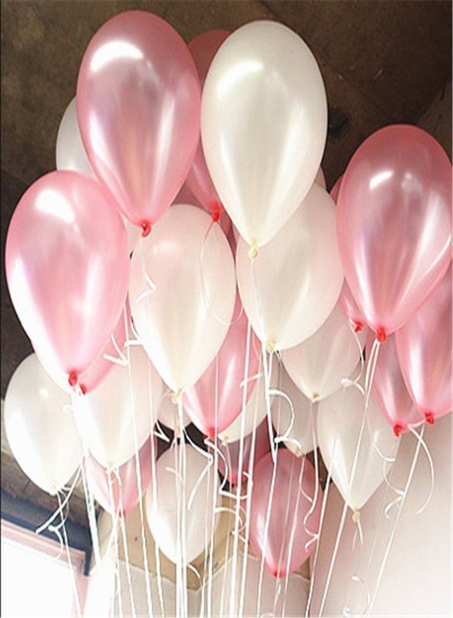 AnnoDeel 50 pcs 12inch Pink and White Balloons, Pearl Latex Balloons for Girl Birthday Party Wedding Decorations Romantic Party - Image 1