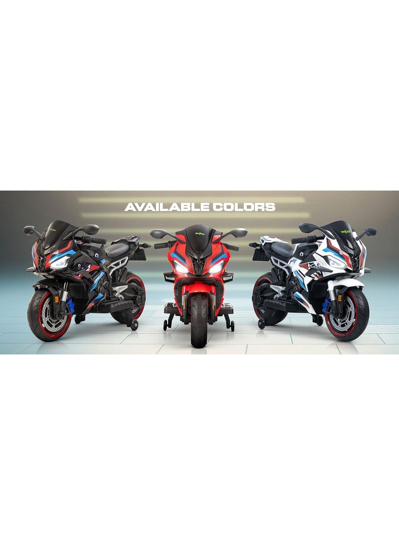 Electric children's bicycle with manual accelerator and foot brake | Multi-colored ride-on toy for kids - Image 2