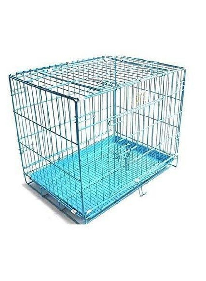 Dog Cage Single Door Heavy Duty Folding Metal For Small Size Dogs And Adults 18 Inch (Sky Blue) - Image 2