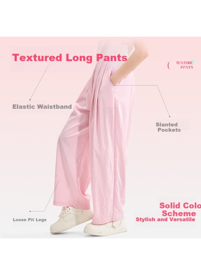 Snoopy Girls' Summer Pants New Girls' Summer Ice Silk Wide Leg Pants Stylish Children Loose Casual Long Pants - Image 2