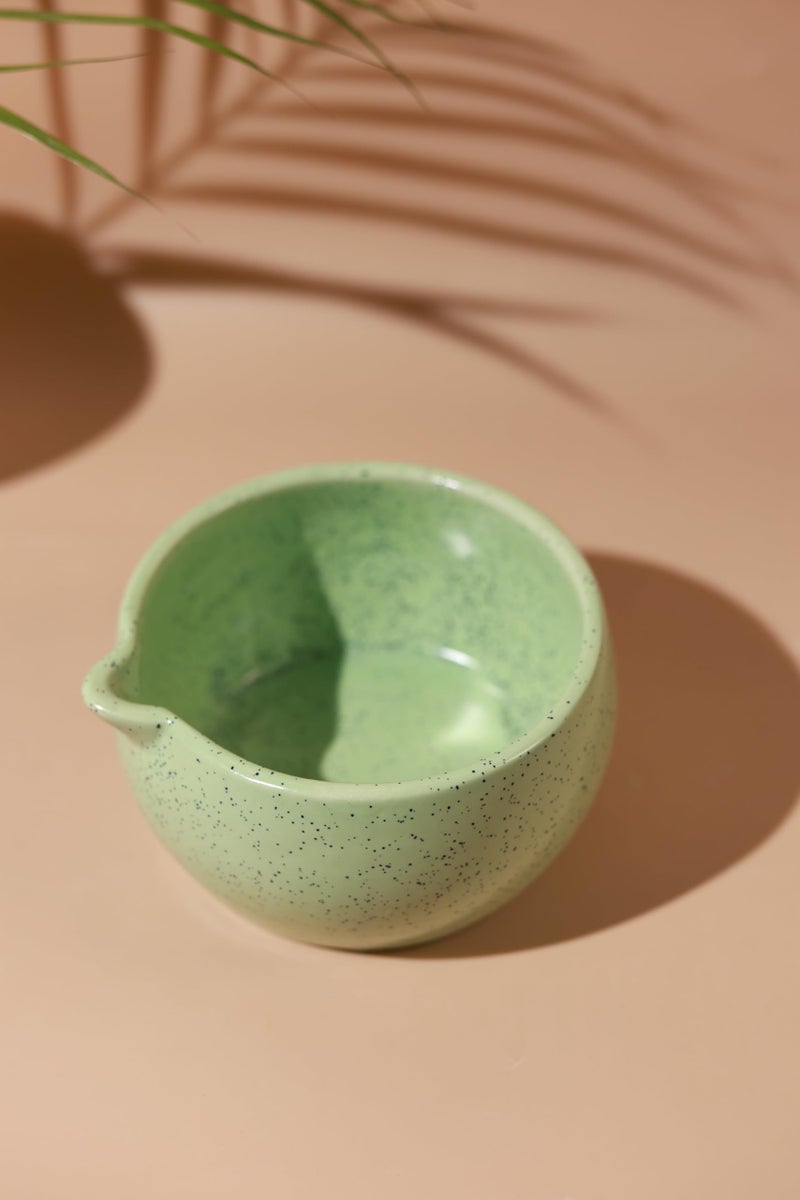 Craftribal Handmade Ceramic Solid Matcha Bowl with Whisk Holder – Pottery Chawan for Japanese Tea Ritual, Matcha Lovers & Gifting|Bowl - 5.5 inches|Holder-2.5 inches|Color-Green - Image 3