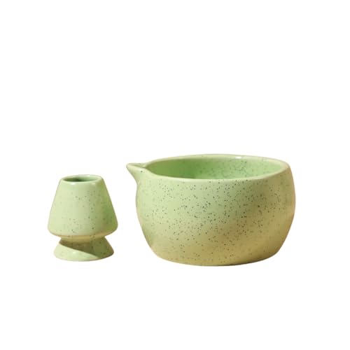 Craftribal Handmade Ceramic Solid Matcha Bowl with Whisk Holder – Pottery Chawan for Japanese Tea Ritual, Matcha Lovers & Gifting|Bowl - 5.5 inches|Holder-2.5 inches|Color-Green - Image 5