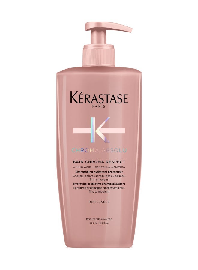Kerastase Chroma Absolu Bain Riche Chroma Respect Shampoo & Refill - Nourishes & Protects Color, Seals Fiber Porosity, For Medium to Thick Hair, 500ML + 500ML Refill Pouch - Image 2