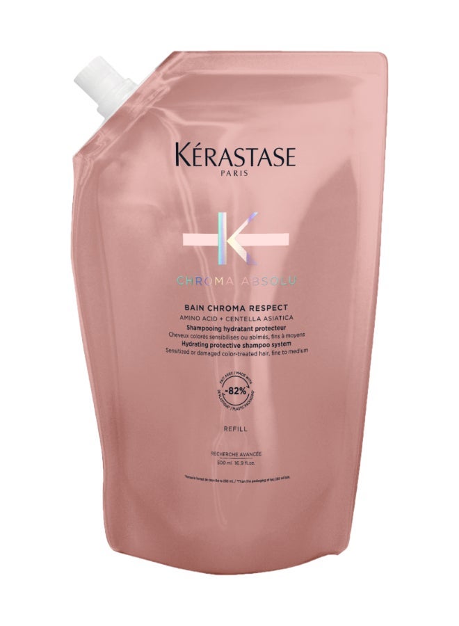 Kerastase Chroma Absolu Bain Riche Chroma Respect Shampoo & Refill - Nourishes & Protects Color, Seals Fiber Porosity, For Medium to Thick Hair, 500ML + 500ML Refill Pouch - Image 3
