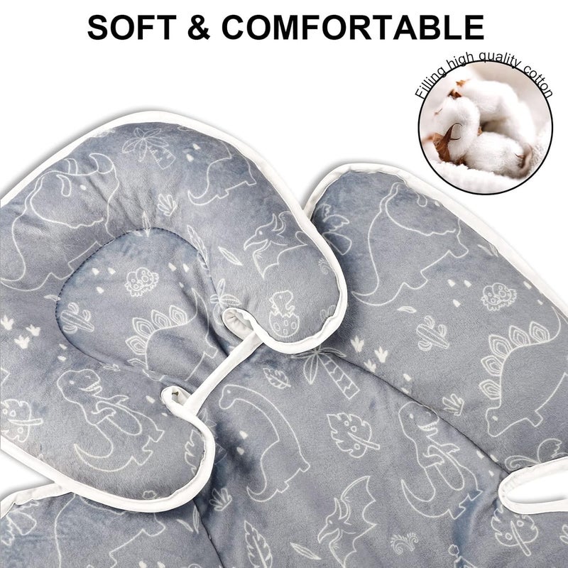 DILIMI Baby Car Seat Head and Body Support, 2-in-1 Infant Car Seat Insert, Soft Cushion for Car Seat, Stroller, Bouncers, Dinosaur - Image 4
