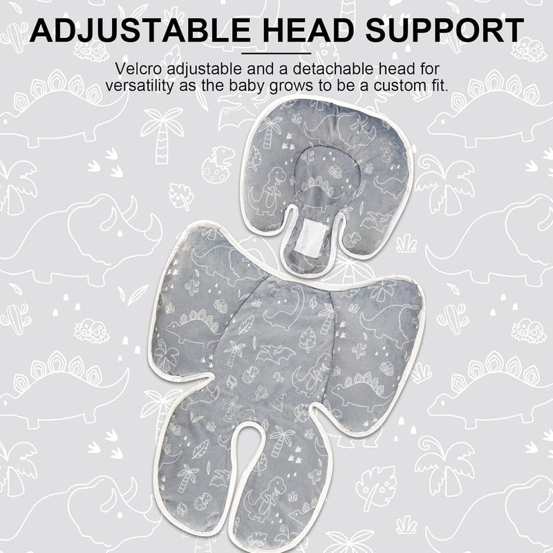DILIMI Baby Car Seat Head and Body Support, 2-in-1 Infant Car Seat Insert, Soft Cushion for Car Seat, Stroller, Bouncers, Dinosaur - Image 5