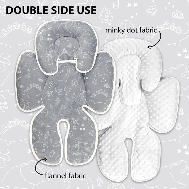 DILIMI Baby Car Seat Head and Body Support, 2-in-1 Infant Car Seat Insert, Soft Cushion for Car Seat, Stroller, Bouncers, Dinosaur - Image 3