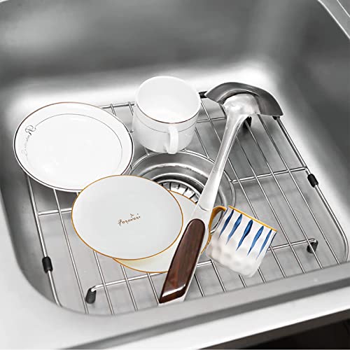 Orgneas Sink Protectors for Kitchen Sink, Universal Double Bowl Sink Bottom Grid 12.5"x10.5"x1.25", 304 Premium Stainless Steel Kitchen Sink Protector Grid Sink Grate Rack Centered Drain 2 Packs - Image 2