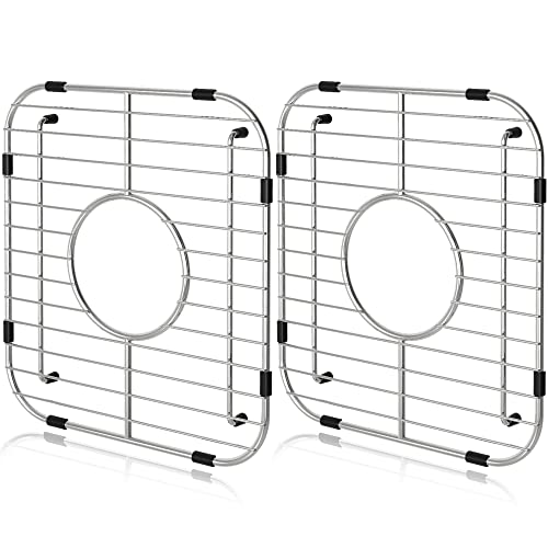 Orgneas Sink Protectors for Kitchen Sink, Universal Double Bowl Sink Bottom Grid 12.5"x10.5"x1.25", 304 Premium Stainless Steel Kitchen Sink Protector Grid Sink Grate Rack Centered Drain 2 Packs - Image 1