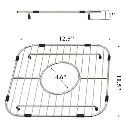 Orgneas Sink Protectors for Kitchen Sink, Universal Double Bowl Sink Bottom Grid 12.5"x10.5"x1.25", 304 Premium Stainless Steel Kitchen Sink Protector Grid Sink Grate Rack Centered Drain 2 Packs - Image 5