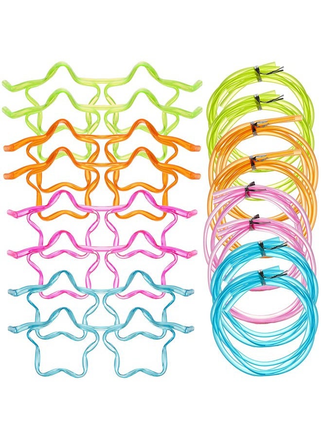 Gelme Nutri 8PCS Silly Straw Glasses, Reusable Fun Loop Drinking Straw Eye Glasses, Novelty Eyeglasses Straw for Kids Party Annual Meeting Parties Birthday (4 Colors Star) - Image 1