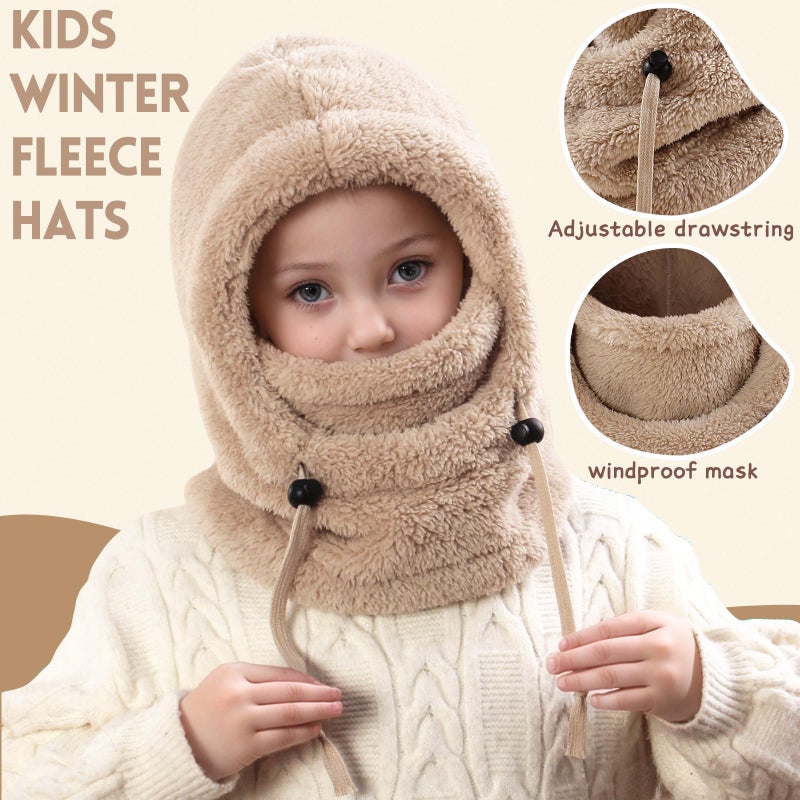 KMOLY Kids Winter Fleece Hats Balaclava Warm Ski Face Mask Windproof Adjustable Full Face Cover Neck Warmer for Toddler Boys Girls (US, Age, 3 Years, 10 Years, Black+Pink) - Image 2