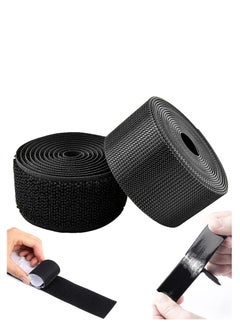 Y&D Self-Adhesive Hook and Loop Strips Tape Roll Black Heavy Double Sided Sticky Duty Industrial Strength Fastener Interlocking for Household Kitchen School Office Set of 2  - Image 1
