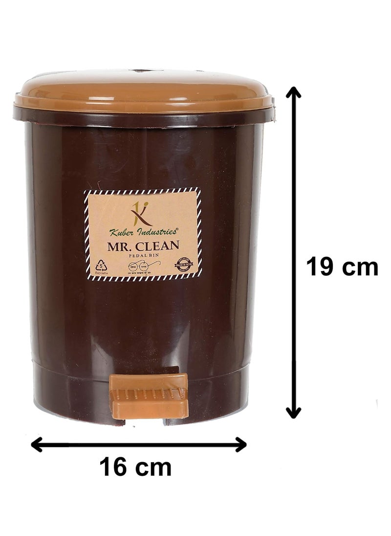 Kuber Industries Kuber Industries Tiny Countertop Trash Bin Mini Desktop Garbage Bin with Padal Brown Model HS_36_KUBMART018535  - Image 2