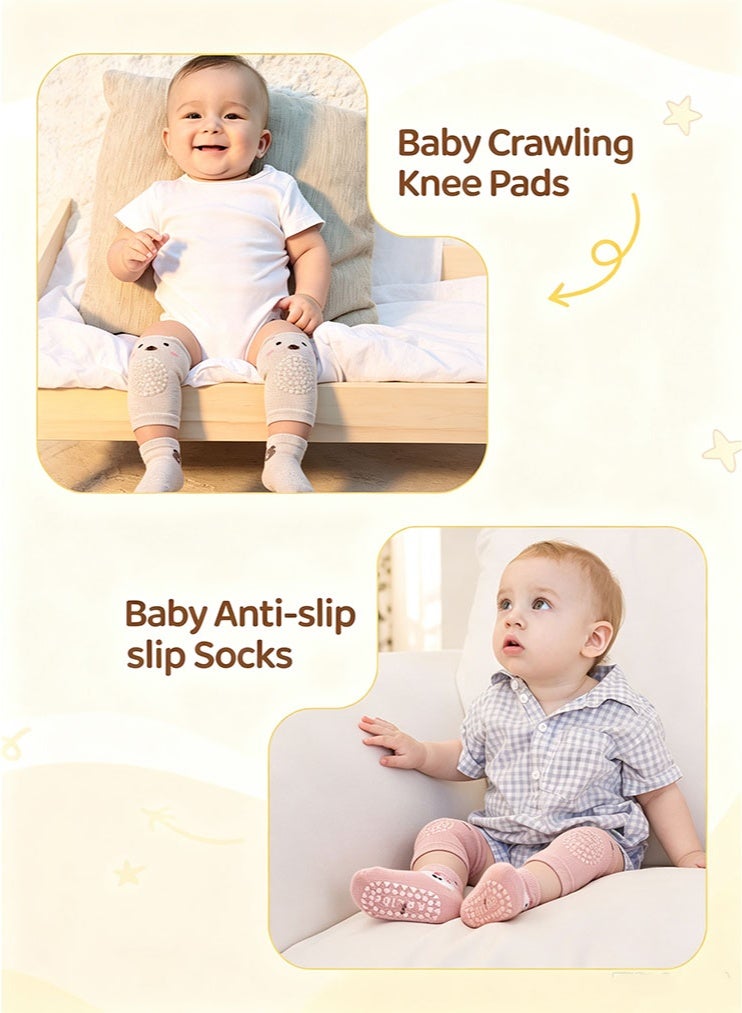meayul 6 Pairs Baby Knee Pads for Crawling and Non Slip Socks Set, Breathable Summer Baby Knee Protectors with Anti-Slip Design, High Elastic Soft Walking Safety Leg Warmers for Infant Toddler Boys Girls 6-24 Months - Image 3