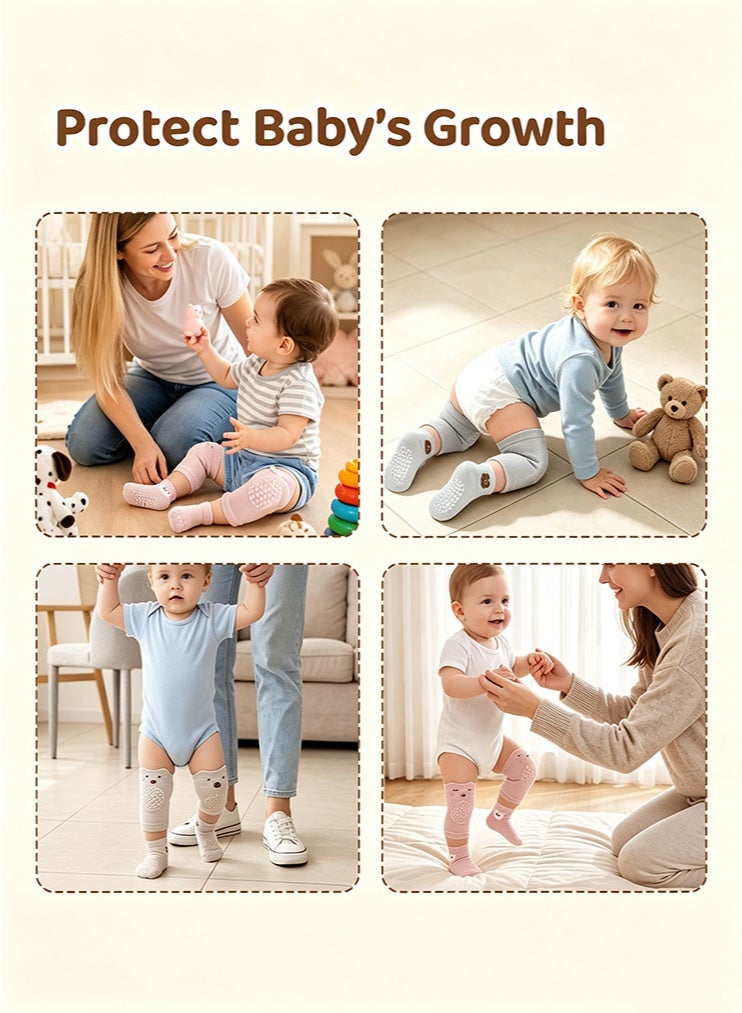meayul 6 Pairs Baby Knee Pads for Crawling and Non Slip Socks Set, Breathable Summer Baby Knee Protectors with Anti-Slip Design, High Elastic Soft Walking Safety Leg Warmers for Infant Toddler Boys Girls 6-24 Months - Image 4