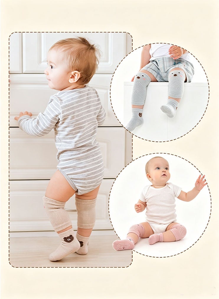 meayul 6 Pairs Baby Knee Pads for Crawling and Non Slip Socks Set, Breathable Summer Baby Knee Protectors with Anti-Slip Design, High Elastic Soft Walking Safety Leg Warmers for Infant Toddler Boys Girls 6-24 Months - Image 5