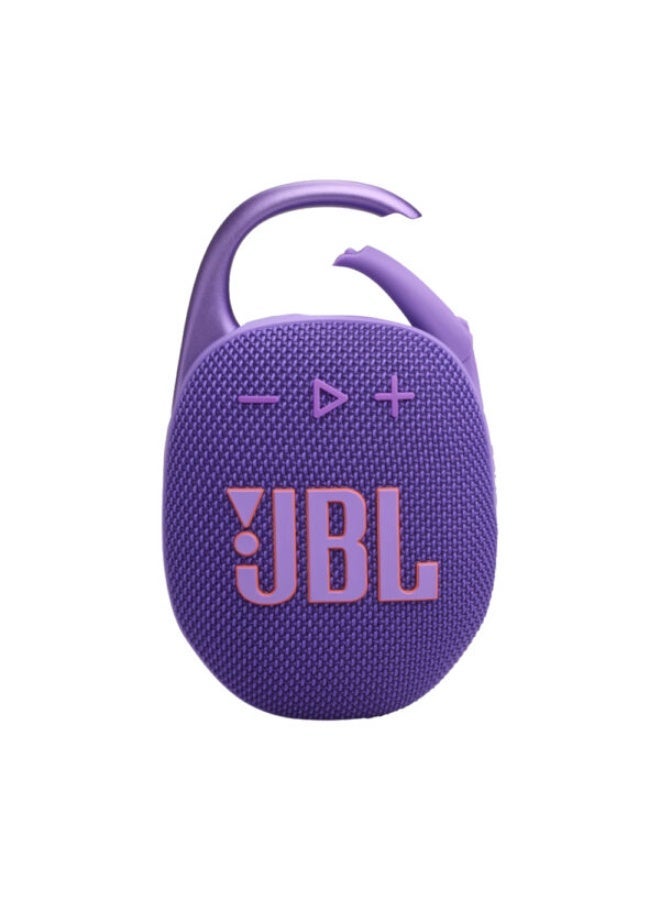جي بي إل Clip 5 Portable Speaker with JBL Pro Sound, IP67 Waterproof & Dustproof, Bluetooth 5.3, Auracast™ Multi-Speaker Pairing, Up to 15 Hours Playtime,Purple JBLCLIP5PURAM purple - Image 1