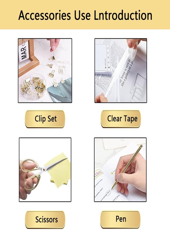 suniya Office Supplies Gold Desk Accessories Set Office Supplies Kit with Stapler, Tape Dispenser, Scissors, Staple Remover, Ballpoint Pen, Clear Tape & Staples – Best Gift for Business or Boss - Image 3