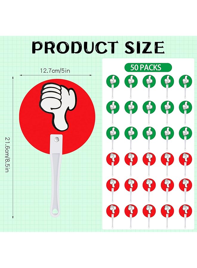 erorex 50 Pack Thumbs Up Thumbs Down Classroom Voting Paddles Handy Teacher Classroom Event Supplies Plastic Sign Green Red Yes Or No Paddles True False Sign For School Student - Image 2
