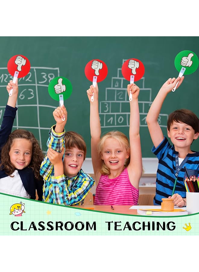 erorex 50 Pack Thumbs Up Thumbs Down Classroom Voting Paddles Handy Teacher Classroom Event Supplies Plastic Sign Green Red Yes Or No Paddles True False Sign For School Student - Image 3
