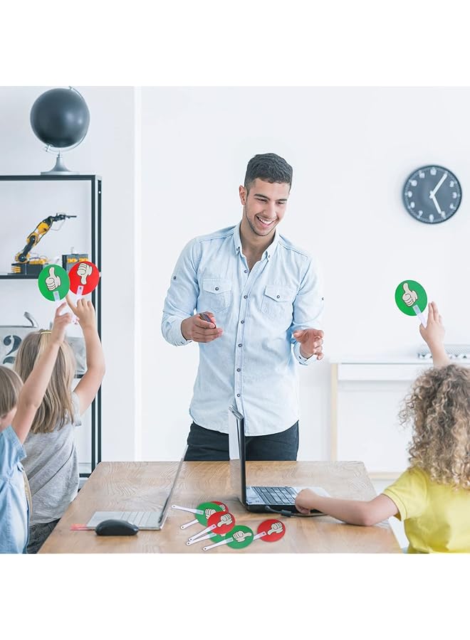 erorex 50 Pack Thumbs Up Thumbs Down Classroom Voting Paddles Handy Teacher Classroom Event Supplies Plastic Sign Green Red Yes Or No Paddles True False Sign For School Student - Image 4