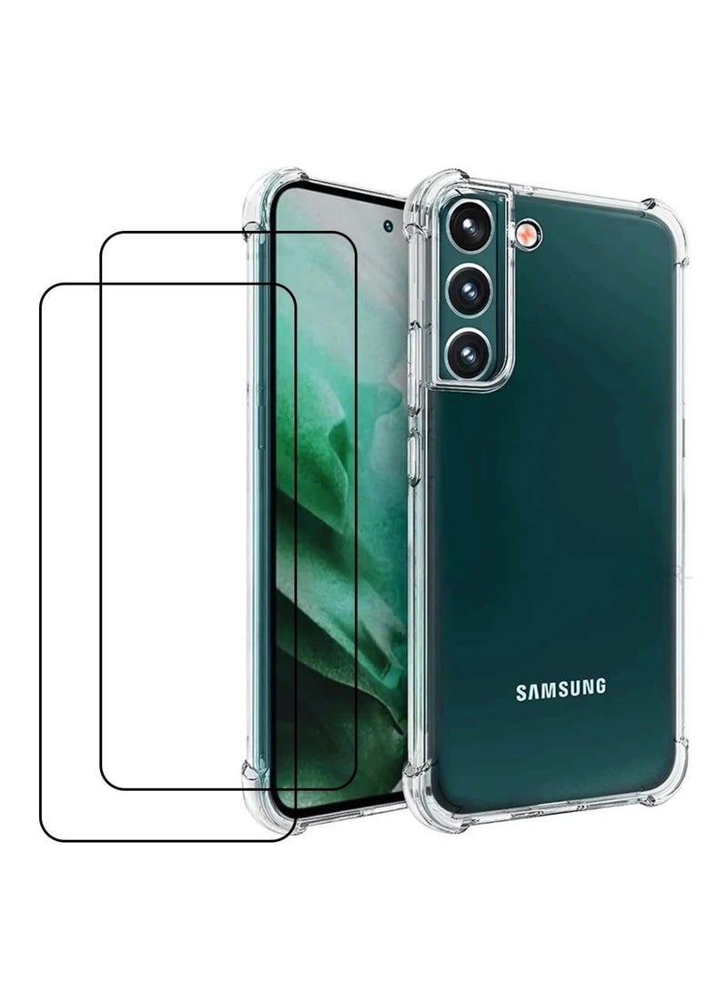 DUSALA [1+2Pcs] Compatible with Samsung Galaxy S23 Screen Protector Tempered Glass Protector Film Anti-Scratch Transparent Cover Soft Clear Case(2023) - Image 1