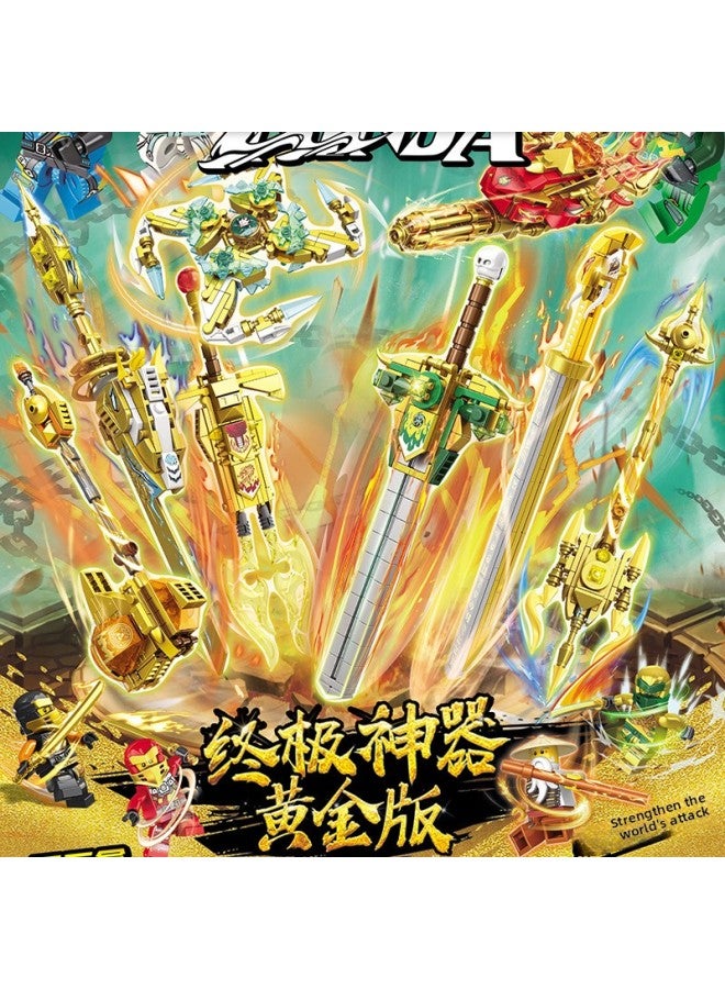 Lewan LW1037 Compatible With Lego Building Blocks Phantom Cool Motorcycle Ninja Racing Combination Mech Combination Transformation-Color:LW1044 Golden Sanctuary - Image 3