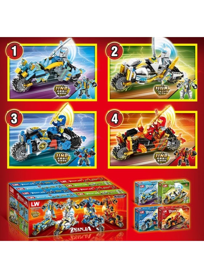 Lewan LW1037 Compatible With Lego Building Blocks Phantom Cool Motorcycle Ninja Racing Combination Mech Combination Transformation-Color:LW1044 Golden Sanctuary - Image 5