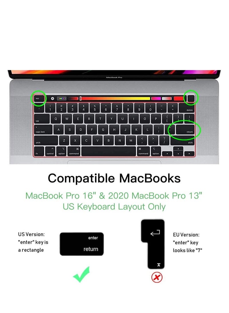 Premium Ultra Thin Keyboard Cover Protector Compatible with 2020 2021 2022 Intel or M1/M2-Based MacBook Pro 13 and 2019-2020 Intel-Based MacBook Pro 16 A2338 A2289 A2251 A2141--Clear - Image 3