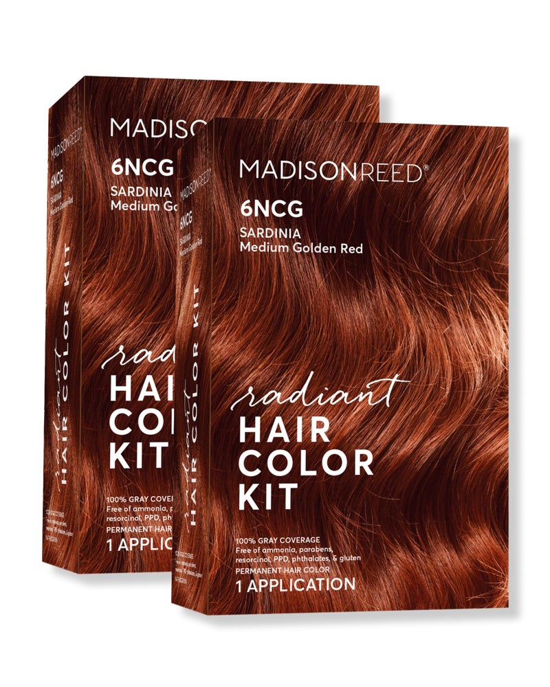 Madison Reed Radiant Hair Color Kit  6NCG Medium Amaretto Red Sardinia Red for 100 Gray Hair Coverage  Salon Quality Permanent Hair Dye  PPDFree  AmmoniaFree  Packaging May Vary 2 Pack
