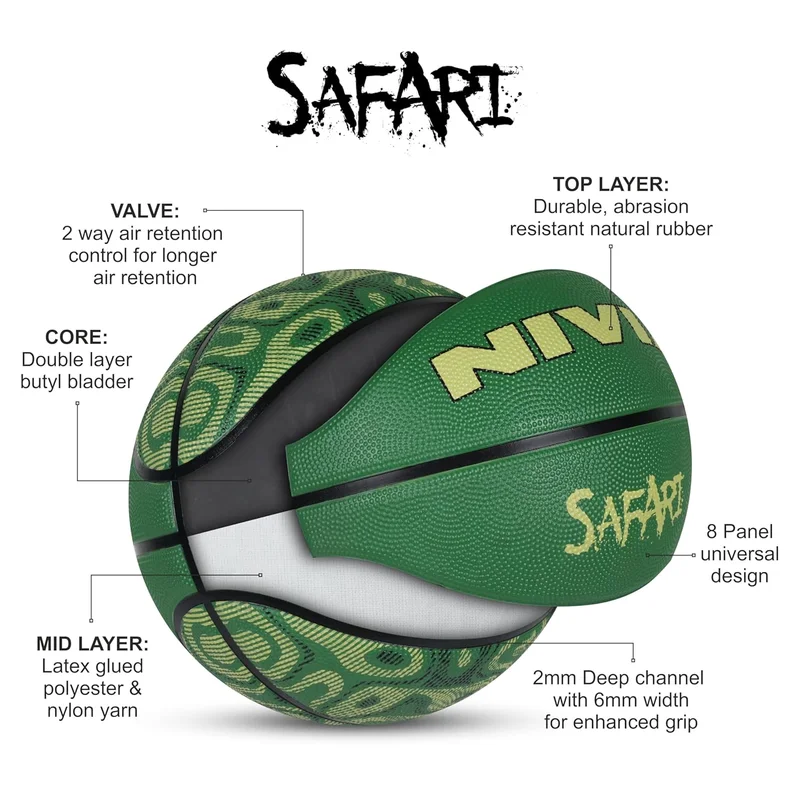 Nivia Nivia Safari Rubberized Basketball with Pump