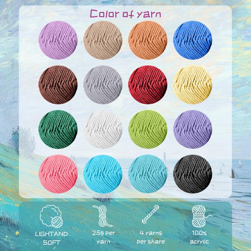 Yarniss Crochet Kits for Beginners,1120 Yards Yarn Kits 16 Colors,Crochet Set with 14 Size Ergonomic Crochet Hooks 2.0mm~10.0mm,Crochet Bag Organizer,Slate Blue - Image 4