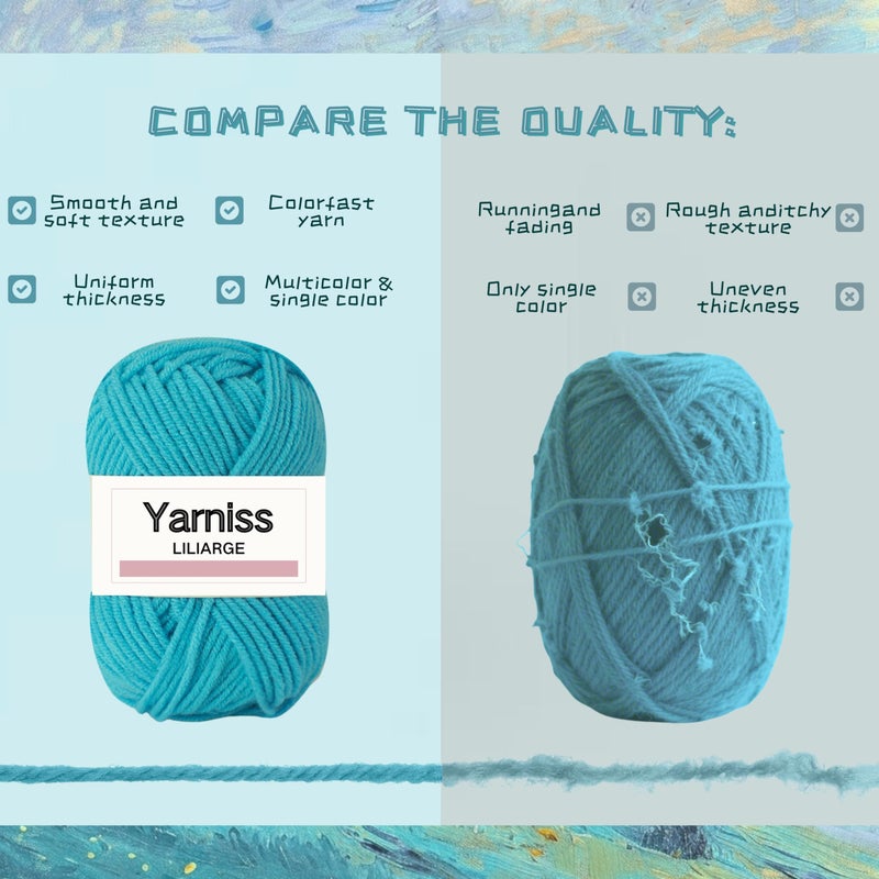Yarniss Crochet Kits for Beginners,1120 Yards Yarn Kits 16 Colors,Crochet Set with 14 Size Ergonomic Crochet Hooks 2.0mm~10.0mm,Crochet Bag Organizer,Slate Blue - Image 5
