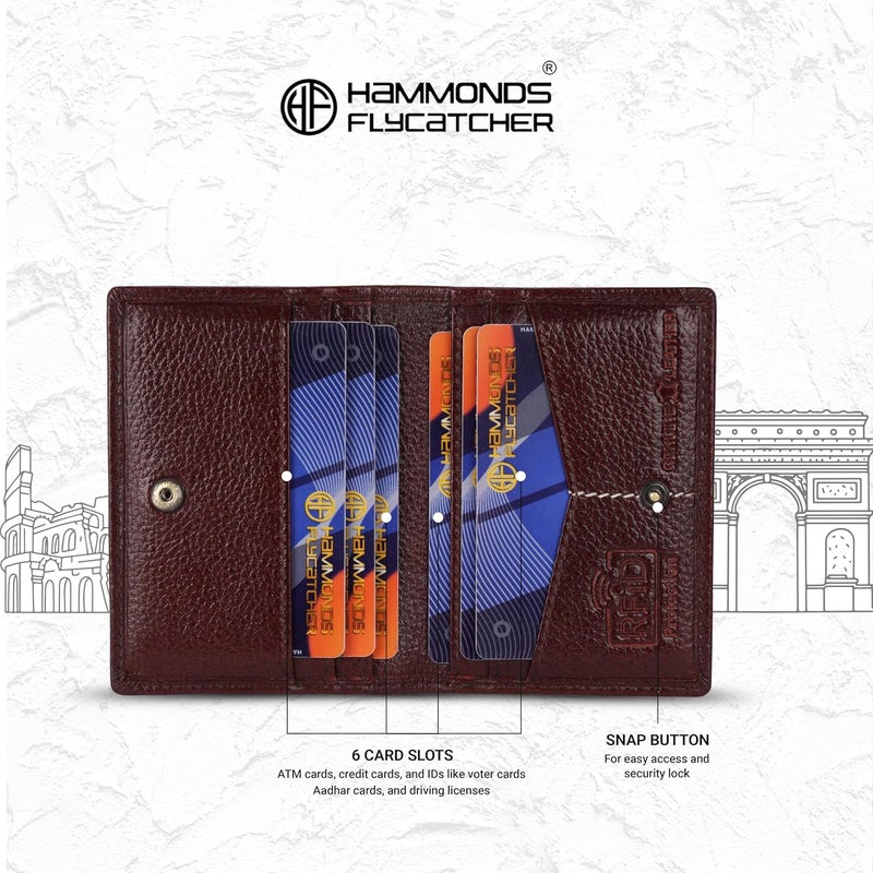 HAMMONDS FLYCATCHER Genuine Leather Card Holder Wallet for Man & Women, RFID Protected ATM/Credit Card Holder Wallet for Men with 6 Slots, Gift for Men, Father, Husband, Boyfriend - Brown - Image 4