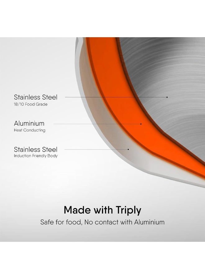 Stahl Artisan Triply Stainless Steel Mikro Frypan, Mini Frying Pan, 1 Omelette Pan, Induction & Gas Stove Compatible, 240 ml, 12 cm